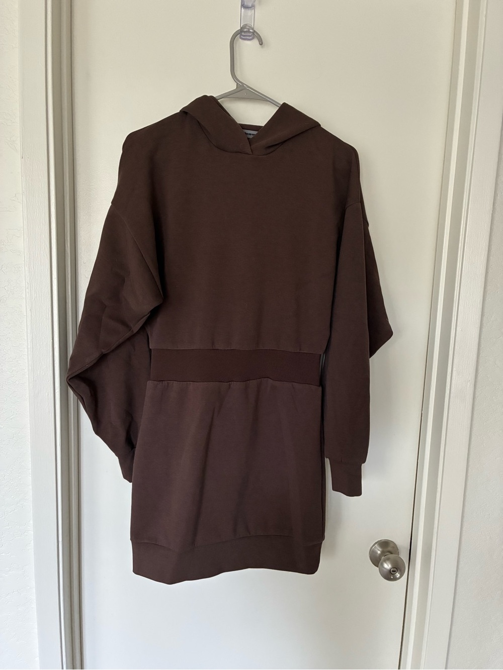 Maniere De Voir Women’s Neoprene Hooded Jumper Mini Dress Size US 4 in Chocolate